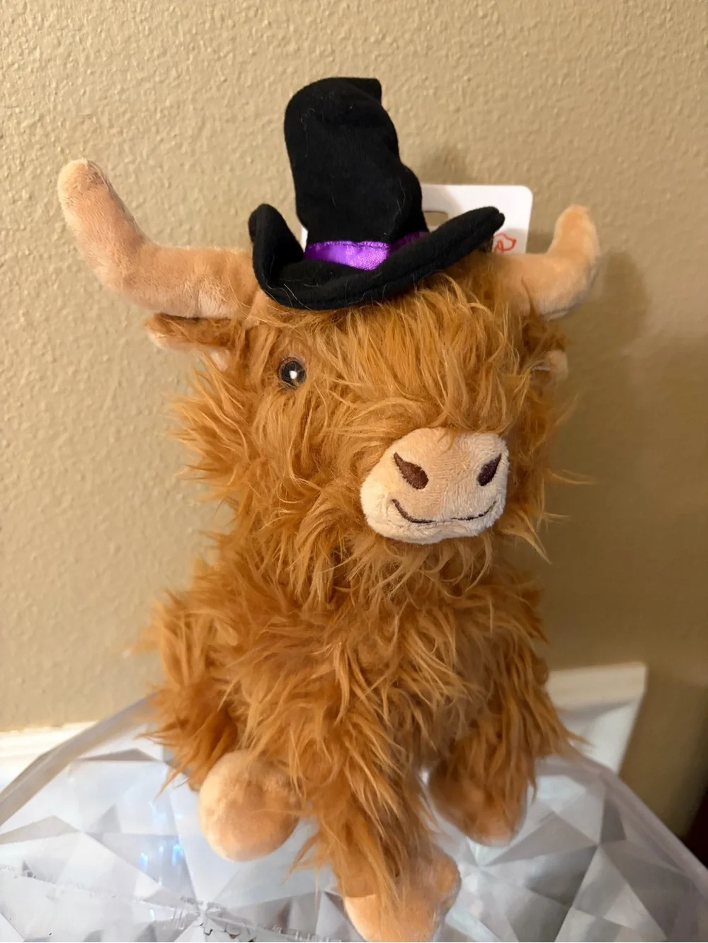 Multi Pet Highland Cow with Witch Hat Dog Toy